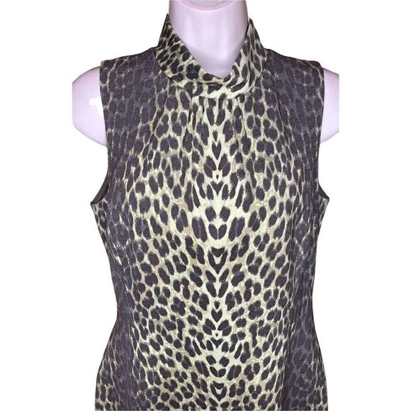Kay Unger Green Animal Print Sheath Dress with Jacket Size 8 - Picture 2 of 10